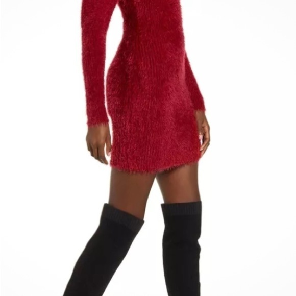 New 4SI3NNA Fuzzy Sweater Mini Cocktail Dress Size Small new with tag NWT cute - Picture 3 of 5